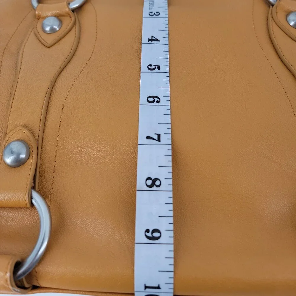 Cheeky Lime Mustard Leather Camera Bag | Braided Handles | Adjustable Dividers - Picture 7 of 12